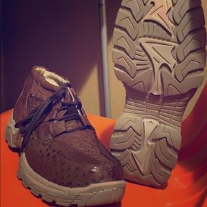 Brown reptile skin hiker boots
